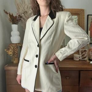 90s oversized wool cream and black blazer
